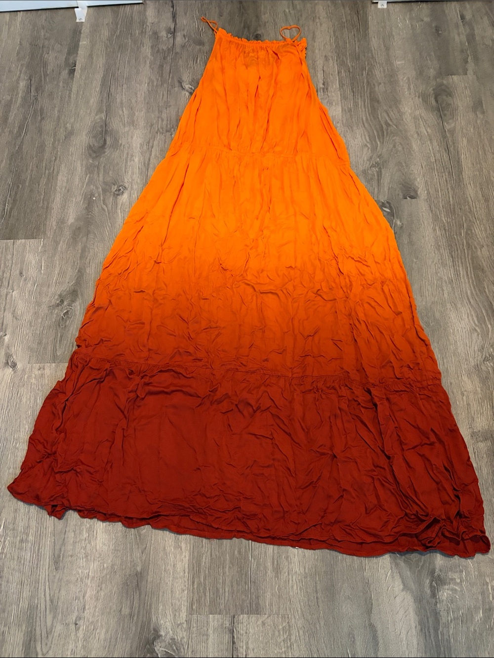 Ombre Orange to Rust Maxi Dress